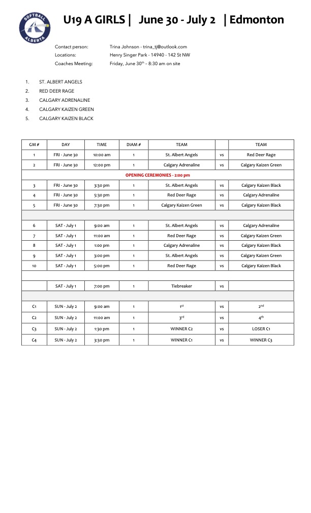 2023 U19A draw